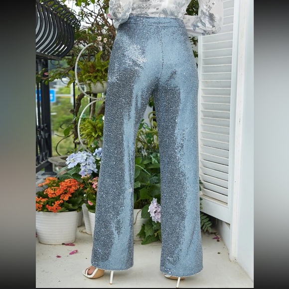 High Waist Sequin Wide Leg Pants - Picture 2 of 3